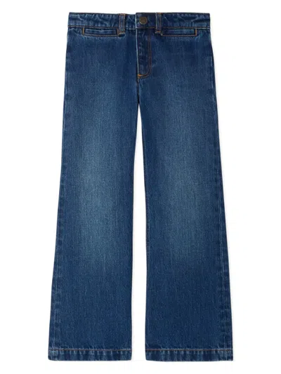 Bonpoint Kids' Gersand Wide-leg Recycled Cotton Jeans In Blue