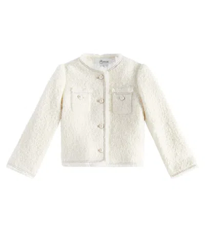 Bonpoint Kids' Giacinta Wool And Cotton-blend Jacket In White