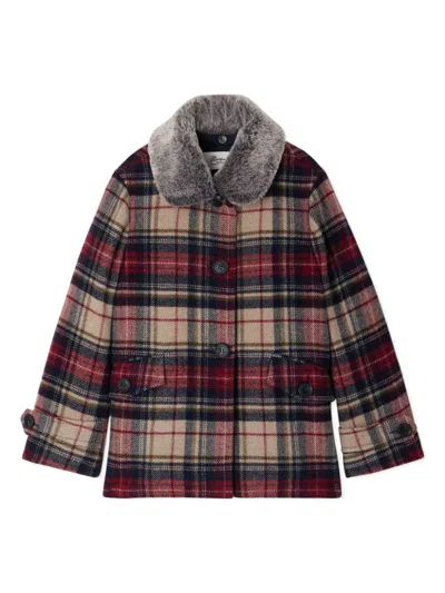 Bonpoint Kids' Gigliola Faux-fur Collar Jacket In 蓝色