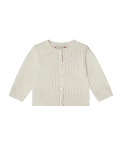 Bonpoint Babies' Giovina Ribbed-knit Cardigan In White