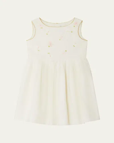 Bonpoint Kids' Girl's Alina Floral Embroidered Dress In Ivoire