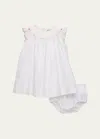 BONPOINT GIRL'S AMANTINE DRESS W/ FLORAL DETAILS & BLOOMERS
