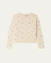 Bonpoint Vanilla-coloured Feli Cardigan With Embroidered Cherries In Upb Vanille