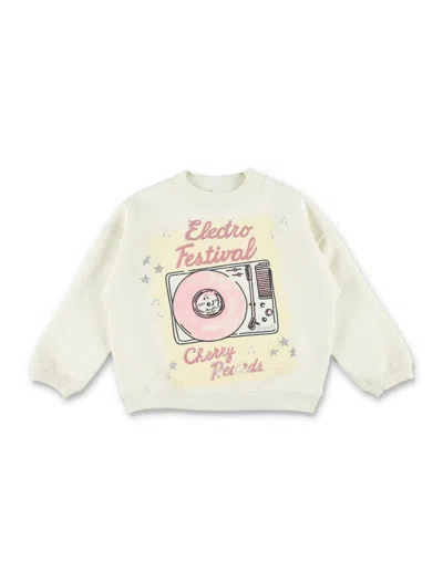 Bonpoint Girl's Electro Festival Print Organic Cotton Fleece Sweatshirt In Beige