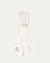 Bonpoint Girl's Logo-print Knit Tights In Off White