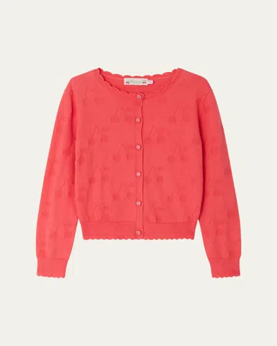 BONPOINT GIRL'S THINDRA CHERRY-PRINT CARDIGAN