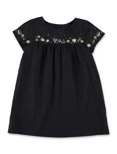 Bonpoint Kids'  Girls Arabesque Embroidered Cotton Dress In Black