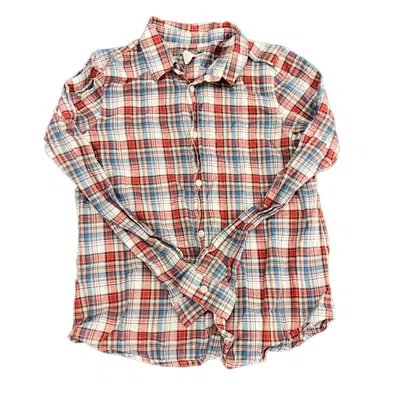 Pre-owned Bonpoint Kids' Girls Blue Pink Plaid Blouse