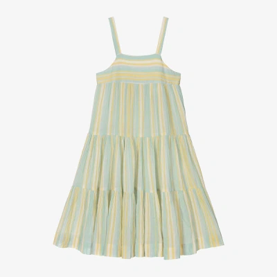Bonpoint Kids' Girls Blue Stripe Cotton Dress