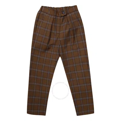 Bonpoint Kids'  Girls Cafe Check Print Tailored Tasha Pants In Brown