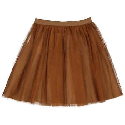Pre-owned Bonpoint Girls Caramel Supple Tulle Skirt In Brown