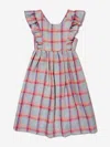 Bonpoint Girls Checked Linen Carole Dress In Grey