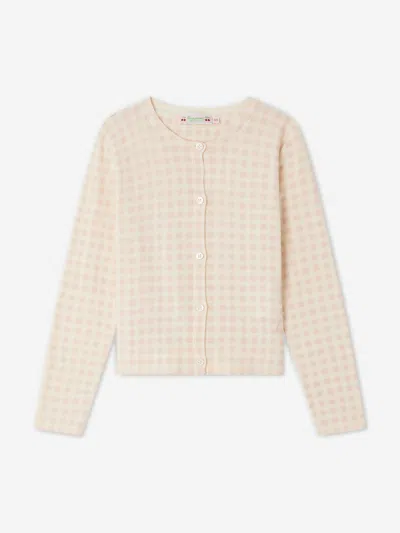 Bonpoint Kids' Girls Checked Tyra Cardigan In Pink