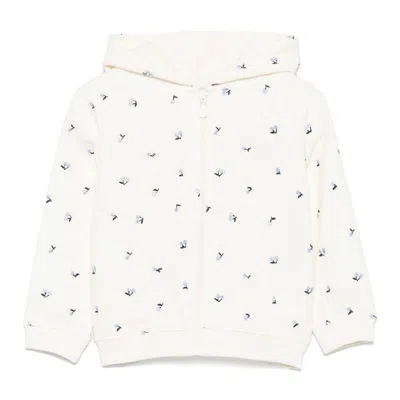 Bonpoint Girls Cherry Embroidered Zip Up Hoodie In White