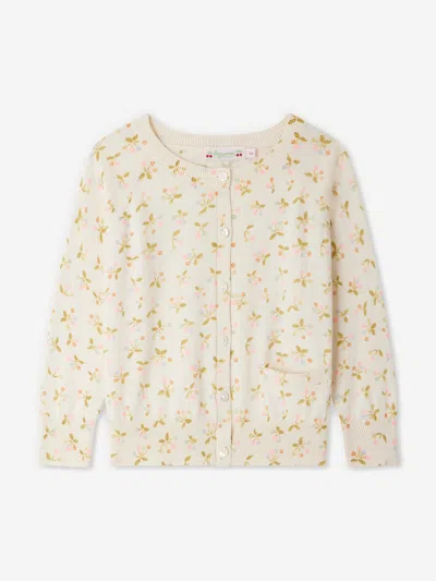 Bonpoint Girls Floral Enoha Cardigan In White
