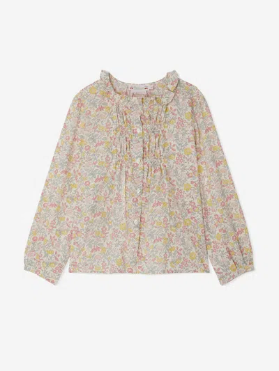 Bonpoint Kids' Floral-print Ruffle-detail Blouse In Multicoloured