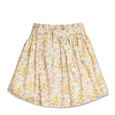 Bonpoint Kids'  Girls Floral Print Flared Mini Skirt In Metallic