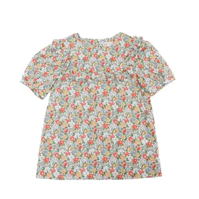 Bonpoint Kids'  Girls Floral Print Ruffle-trim Blouse In Blue