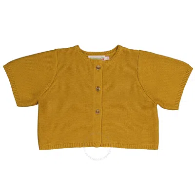 Bonpoint Kids'  Girls Honey Andrea Cotton And Cashmere Short Sleeve Cardigan In Yellow