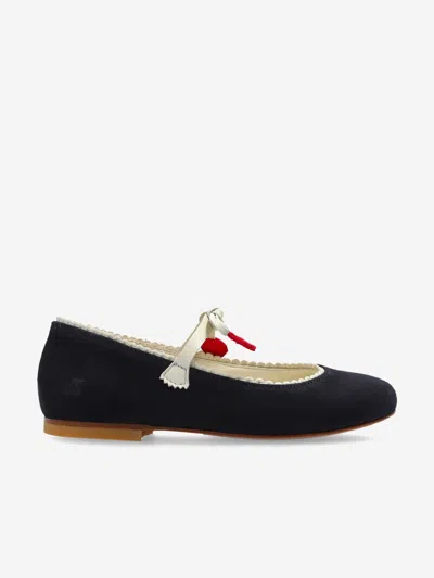 Bonpoint Girls Leather Emilda Ballerinas In Blue