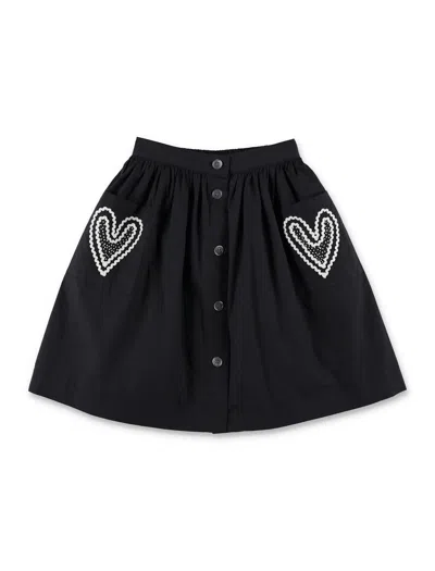 Bonpoint Kids'  Girls Lierre Hand-embroidered Cotton Skirt In Black