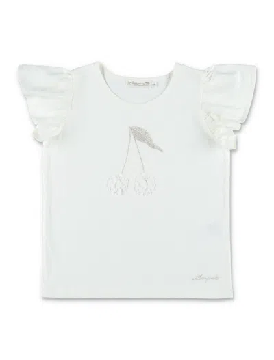 Bonpoint Girls' Mini Cherry Embroidered T-shirt In Milk White