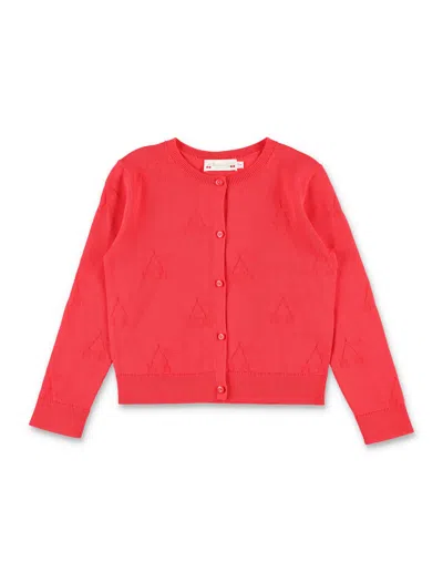 Bonpoint Girls' Mini Openwork Cherry Cardigan In Coquelicot