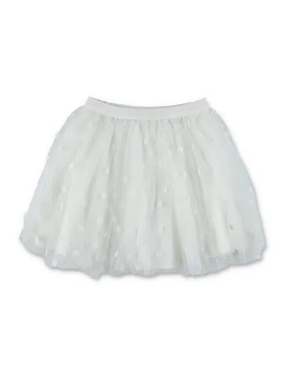 Bonpoint Girls' Mini Tulle Skirt With 3d Floral Embroidery In Naturel White