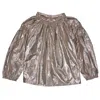 Bonpoint Girls Nude Bohemia Metallic Taffeta Blouse In Beige