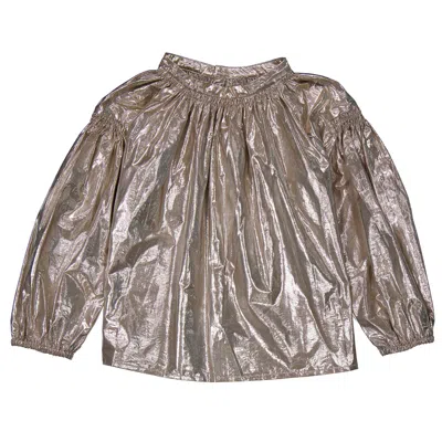 Bonpoint Kids'  Girls Nude Bohemia Metallic Taffeta Blouse In Beige