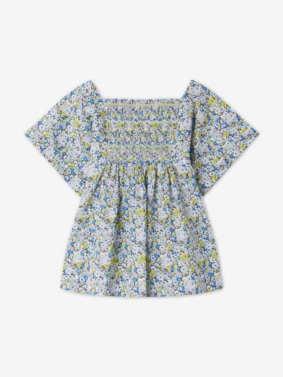 Bonpoint Kids' Girls Pays Smocked Blouse In Blue