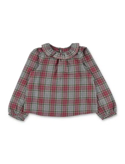 Bonpoint Girls Plaid Ruffle Collar Blouse In Ca Multicolore