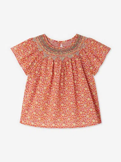 Bonpoint Kids'  Girls Smocked Nella Blouse In Red