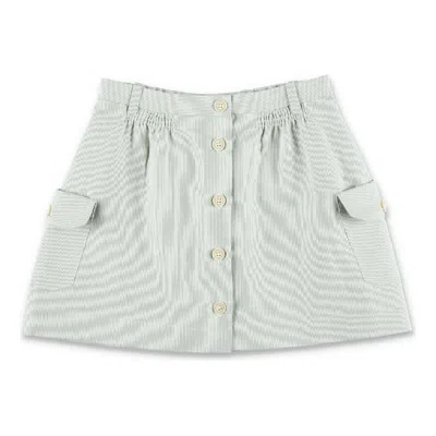 Bonpoint Girls Stripe Pattern Short Skirt In White