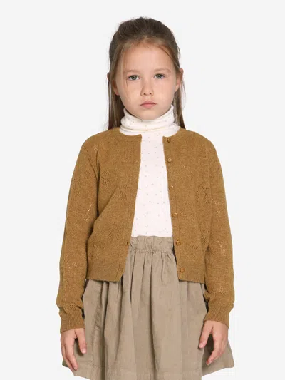 Bonpoint Kids' Girls Thindra Cashmere Cardigan In Brown
