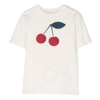 Bonpoint Girls Upb Blanc Lait Cherry Print Thida T-shirt