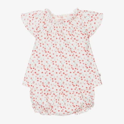 Bonpoint Babies' Girls White Cotton Cherry Shorts Set