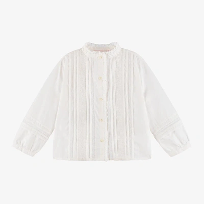 Bonpoint Kids' Girls White Cotton Embroidered Blouse