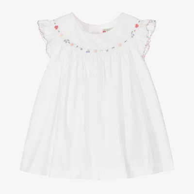 Bonpoint Babies' Girls White Smocked Cotton Dress