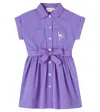 Bonpoint Gisele Striped Embroidered Dress In Purple