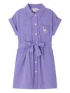 Bonpoint Gisele Striped Embroidered Dress In Purple