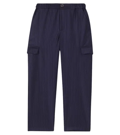 Bonpoint Kids' Grant Pinstriped Wool Pants In Blue