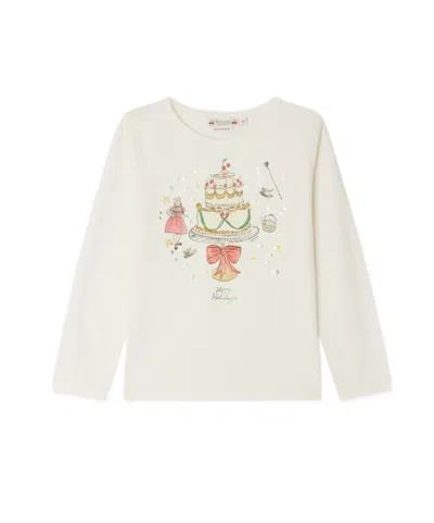 Bonpoint Kids' Graphic-print Long-sleeve T-shirt In White