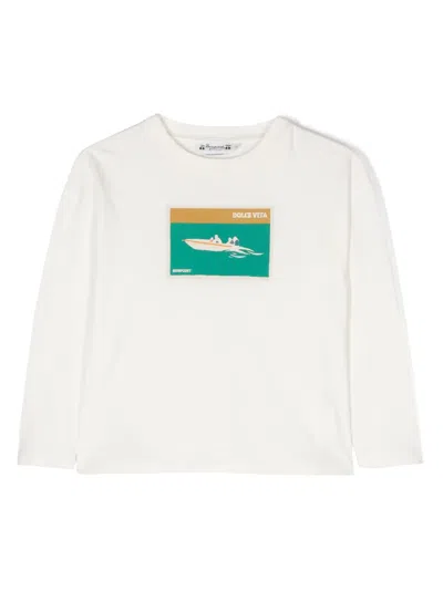 Bonpoint Kids' Graphic-print Long-sleeve T-shirt In White