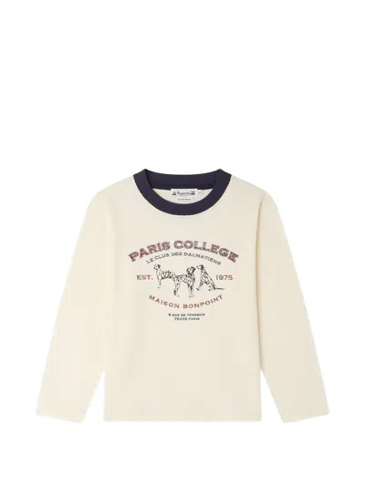 Bonpoint Kids' Graphic-print Long-sleeve T-shirt In Neutral