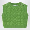 Bonpoint Green Wool-blend Cable-knit Gilet In Green