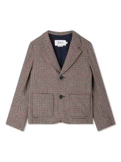 Bonpoint Kids' Gregoir Houndstooth-pattern Blazer In Nude