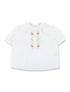 Bonpoint White Top For Girl With Cherries In Blanc Lait