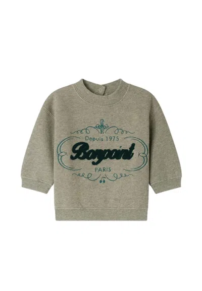 BONPOINT GREY SWEATSHIRT FOR BABY BOY WITH LOGO