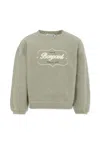 Bonpoint Tonino Sweatshirt In Grey-green With Embroidered Logo In Green